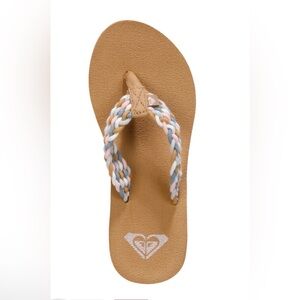 Roxy Porto III Multicolor Braided Flip Flops NWT Sz 9 Wt/Bl/Lt Bl/Pk/Tn